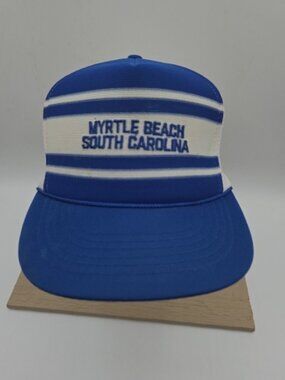 Myrtle Beach Rope Trucker Hat Blue White Mesh Snapback
